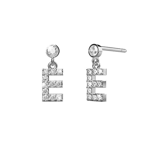 Solid 925 Sterling Silver Initial Crystal Personalised Alphabet Letter Earrings